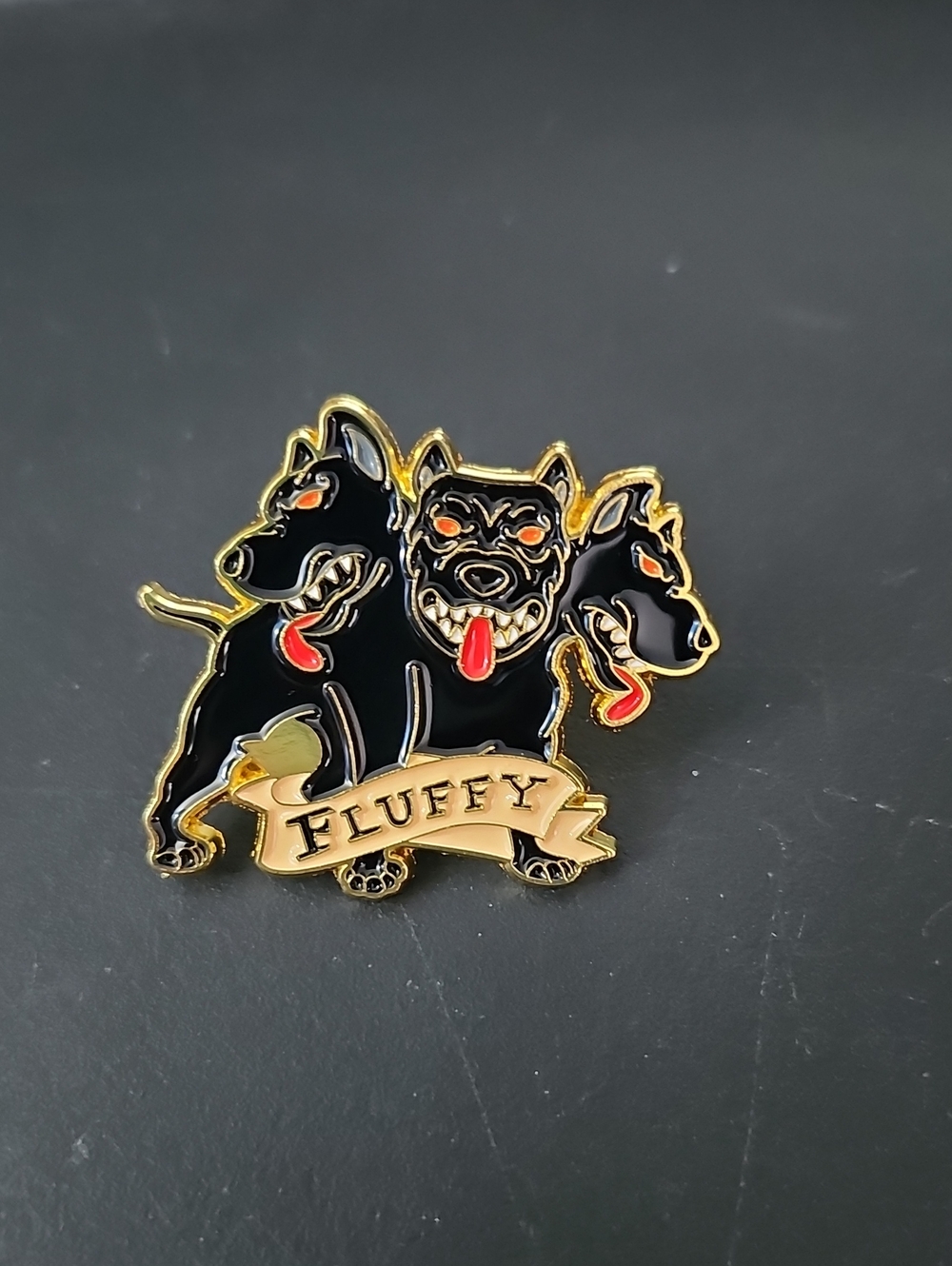 Harry Potter Fluffy Three-Headed Dog Enamel Pin - Black and Gold